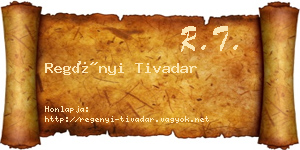Regényi Tivadar névjegykártya